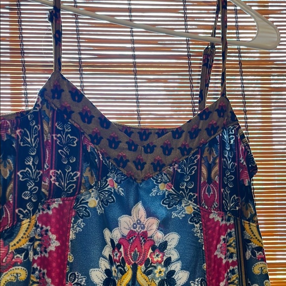 NWOT Anthropologie Blue and Purple Pattern Velvet Dress - Picture 2 of 4